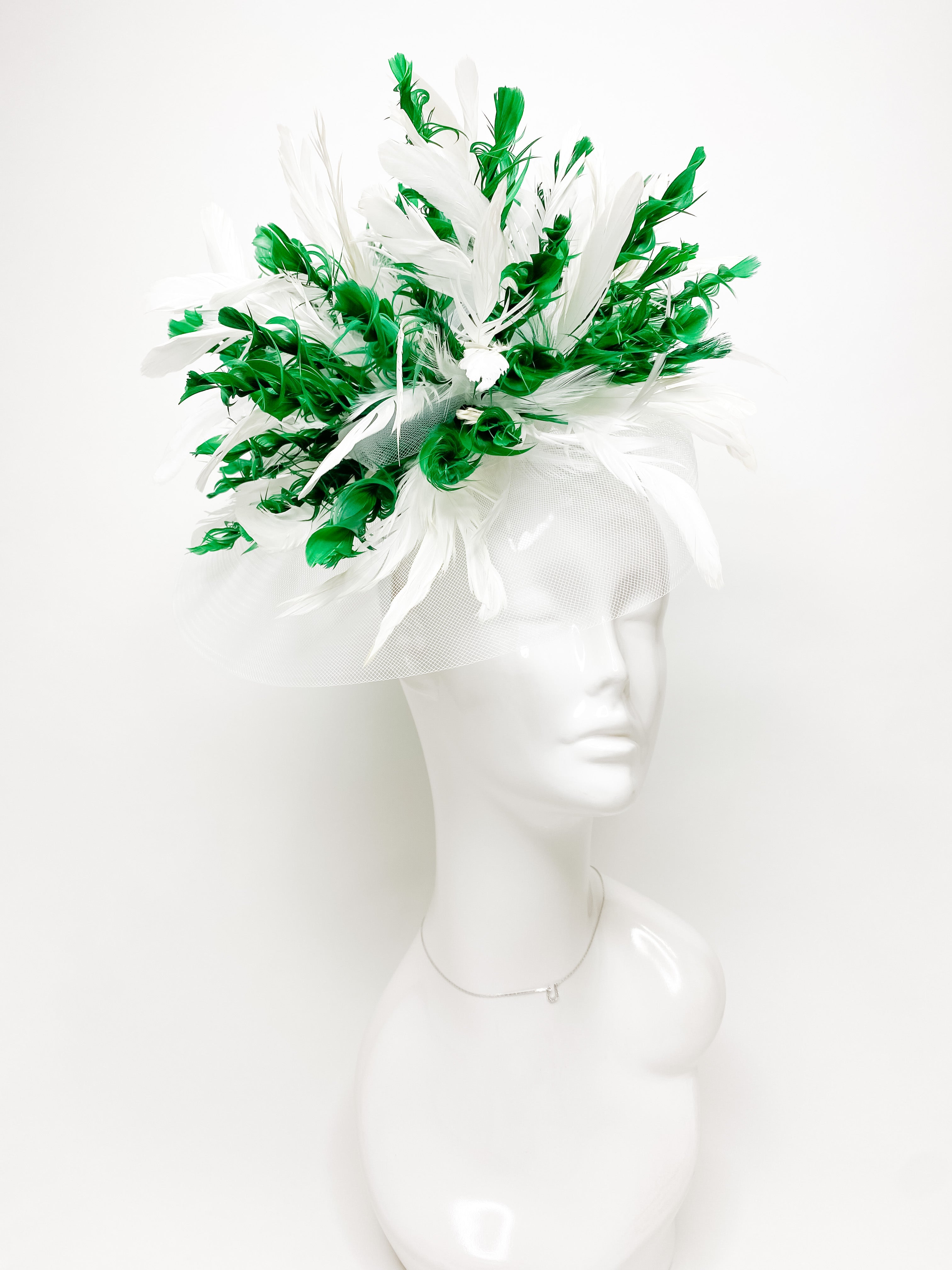 Fascinator 239 White Green Impromptu Boutique fascinator-239-white-green-impromptu-boutique