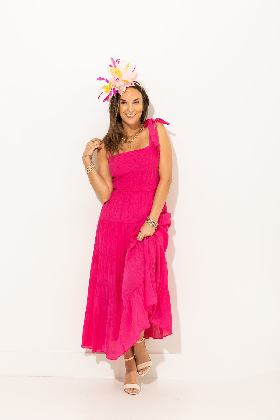 fuchsia flowy dress Flowy Midi Dress