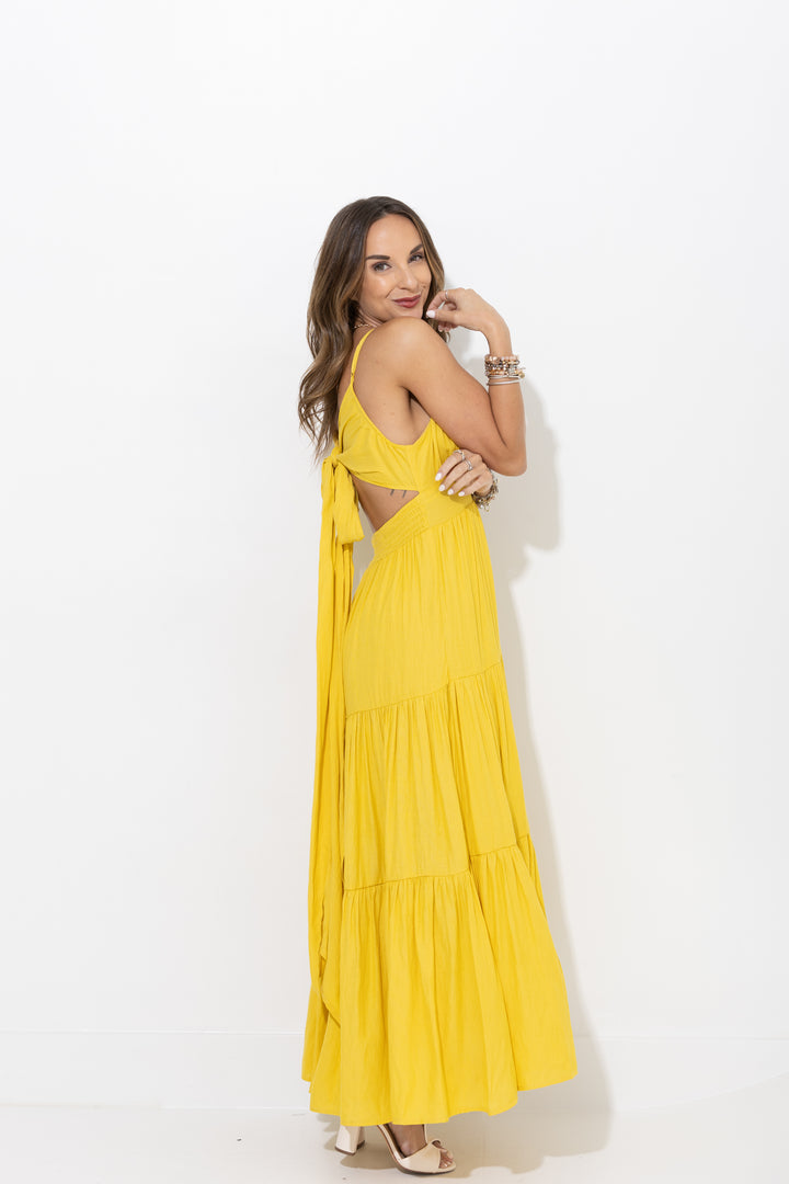 Caroline Tiered Yellow Maxi Dress  impromptu boutique